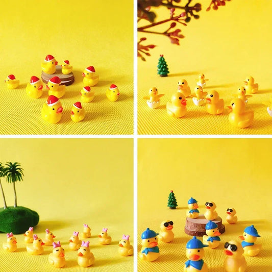 10pcs Mini Colored Duck Figurines – Cute Miniatures for Fairy Gardens, Terrariums, Bonsai & DIY Dollhouse Crafts