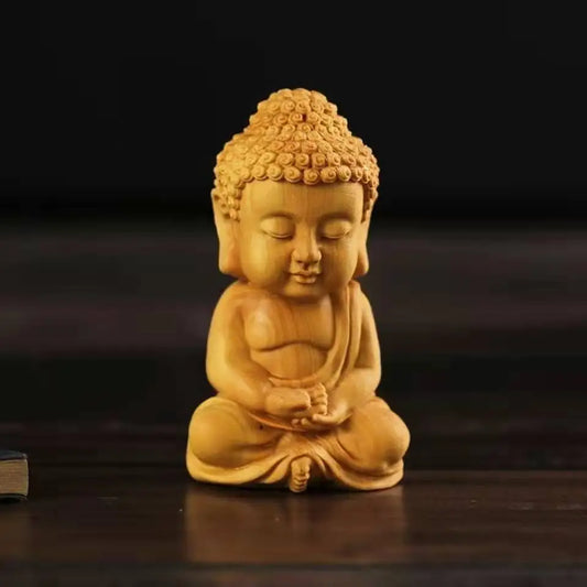 Miniature Woodcarving Baby Buddha Interior Accessories