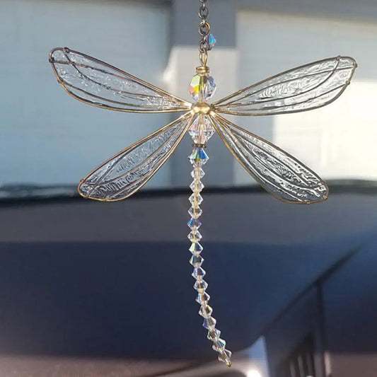 Creative Metal Wing Dragonfly & Butterfly Crystal Suncatcher