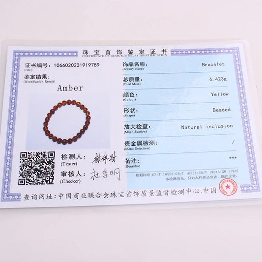 Zhe Ying Genuine Piebald Amber Round Beads – Natural Healing Loose Stones for DIY Jewelry Making